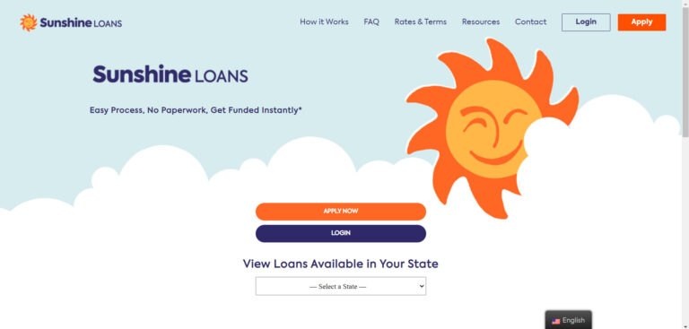 An Image of Sunshine Loans Website
